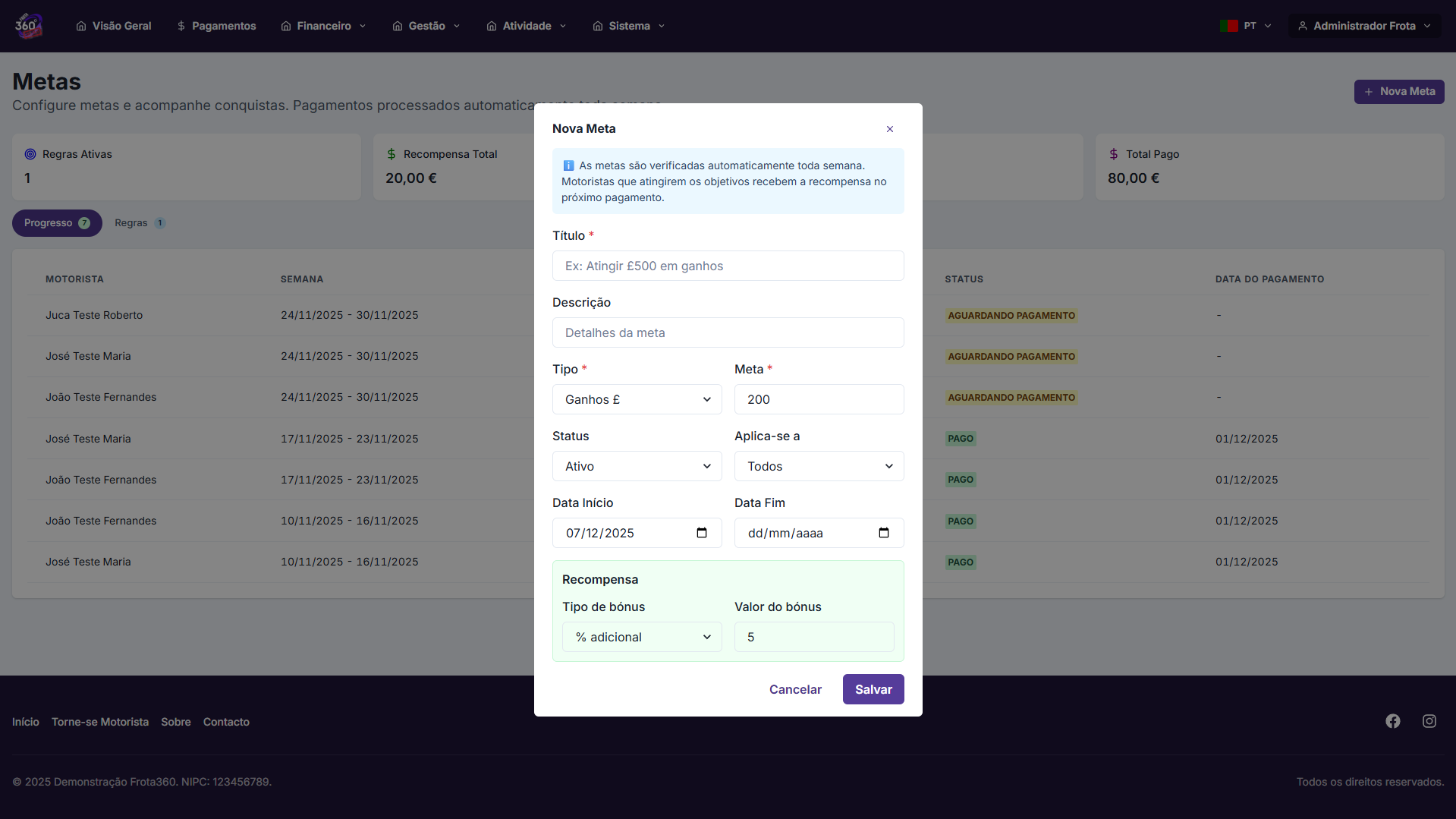 Bónus por Metas - 1